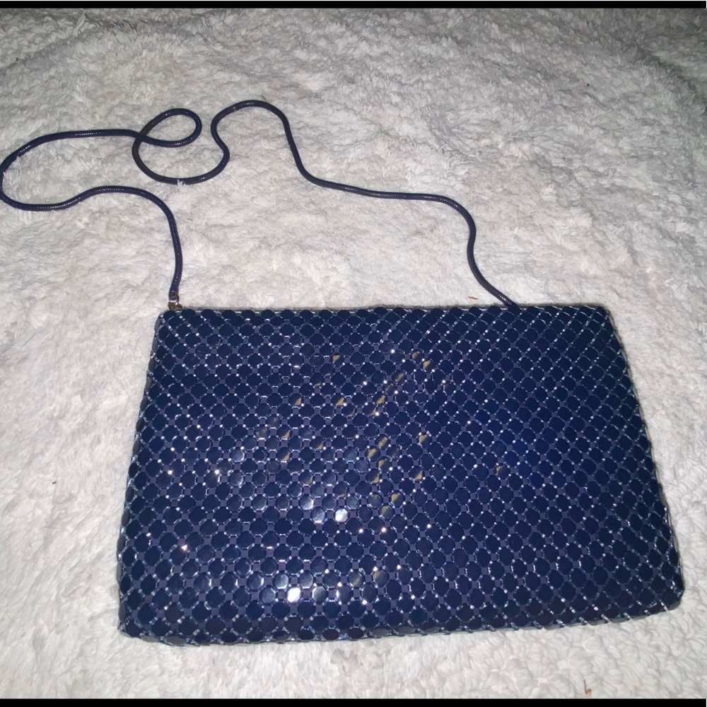Blue metal mesh shoulder bag